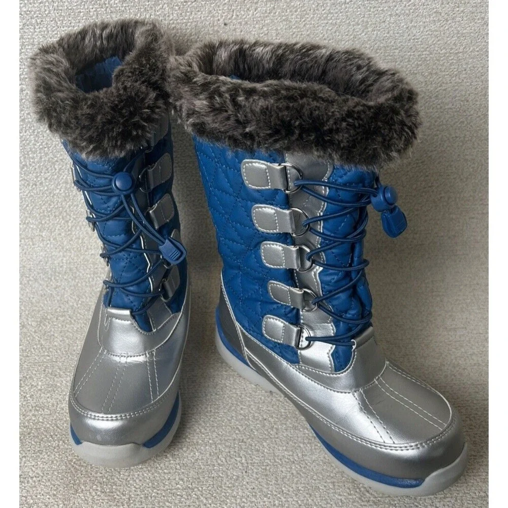 Lands End Boots Youth 487526 Hillary Tall Snow Winter 1M‎ Suede Faux Fur Black